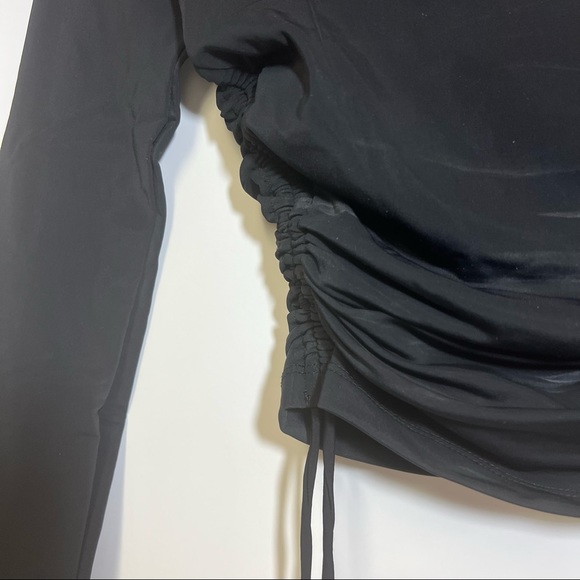 Zara Black Square Neck Ruched Gathered Sides Long Sleeve Crop Top SZ S N… - Picture 7 of 11